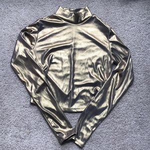 gold reflective long sleeve top